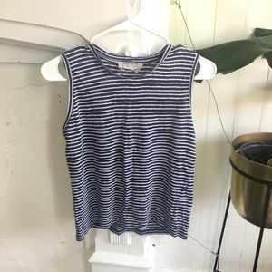 Everlane linen muscle tank blue and white stripe